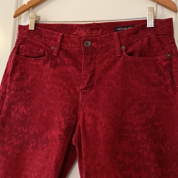 Lucky Legends Sofia Skinny Deep Red Jeans w Subtle Flower Print +MEASUREMENTS 31 - Picture 7 of 15